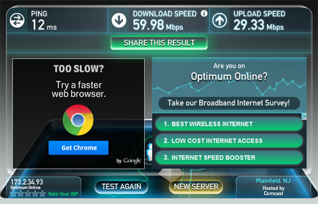 optimum internet speed test